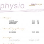 Preisliste Physiotherapie und Krankengymnastik